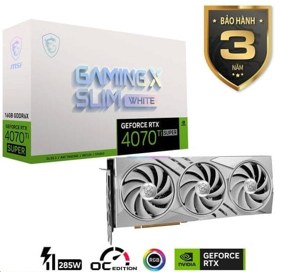 VGA MSI RTX 4070 Ti SUPER 16G GAMING X SLIM WHITE