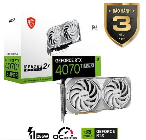 VGA MSI RTX 4070 Ti SUPER 16G VENTUS 2X OC WHITE