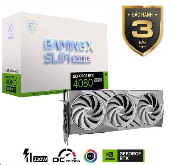 VGA MSI RTX 4080 SUPER 16G GAMING X SLIM WHITE