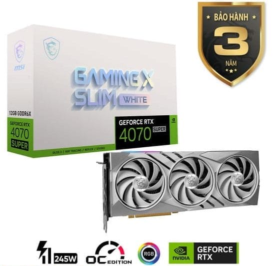 VGA MSI RTX 4070 SUPER 12G GAMING X SLIM WHITE